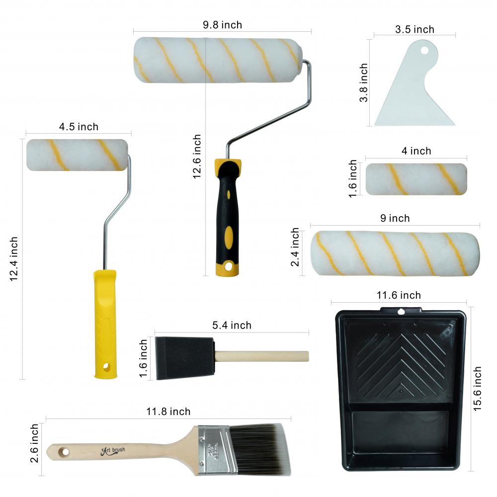 Roller brush with paint tray