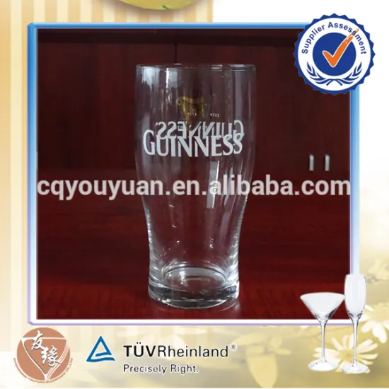 High white glass 530m pint beer glass cup with decaled logo