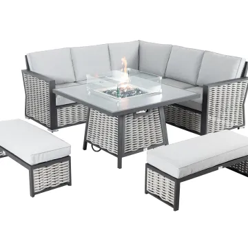 Aluminum Garden Sets LM23-8003 Patio Furniture Set 5pcs with Fire-Pit Table