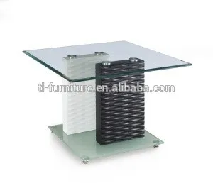 MDF legs with square tempered glass coffee table,industrial coffee table