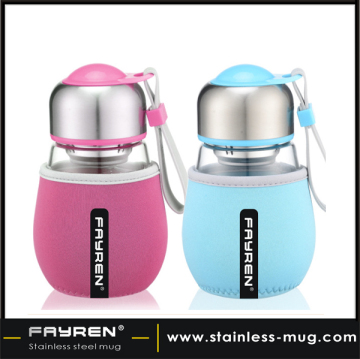 High quality mini glass mug with lid