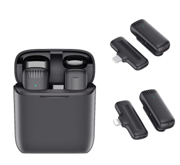 J11 Wireless Lapel Microphone with Charger Case for iOS, Type C, and Android Smartphones