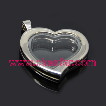 Heart shaped Metal glass locket for making fashion jewelry