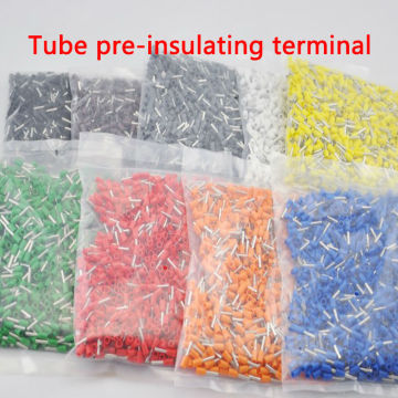 1000 PCS E0508 Tube pre-insulating terminal insulated cable wire connector crimp terminal (type TG-JT) AWG #22 VE0508