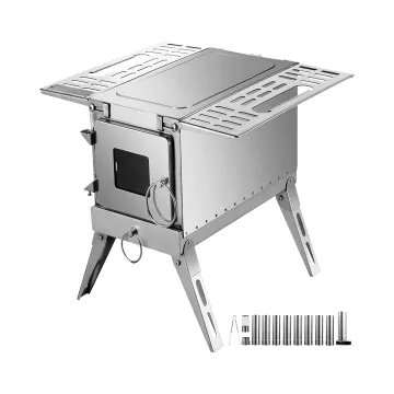 Portable Stainless Steel Wood Stove Outdoor Cooking Camping Tent Heating Stove