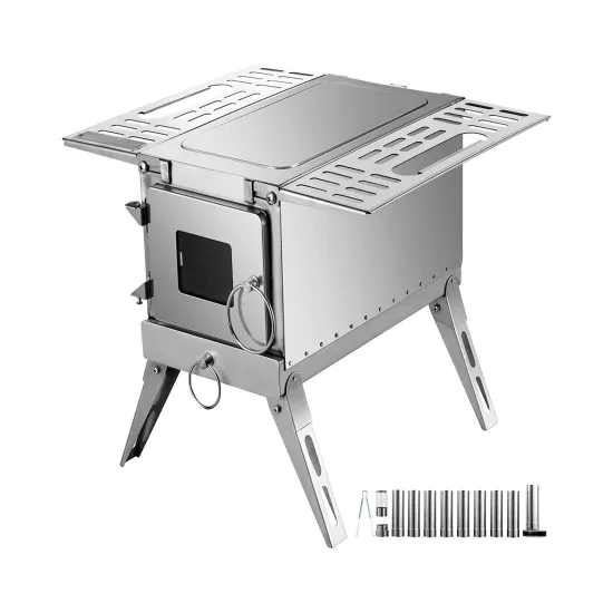Portable Stainless Steel Wood Stove Outdoor Cooking Camping Tent Heating Stove