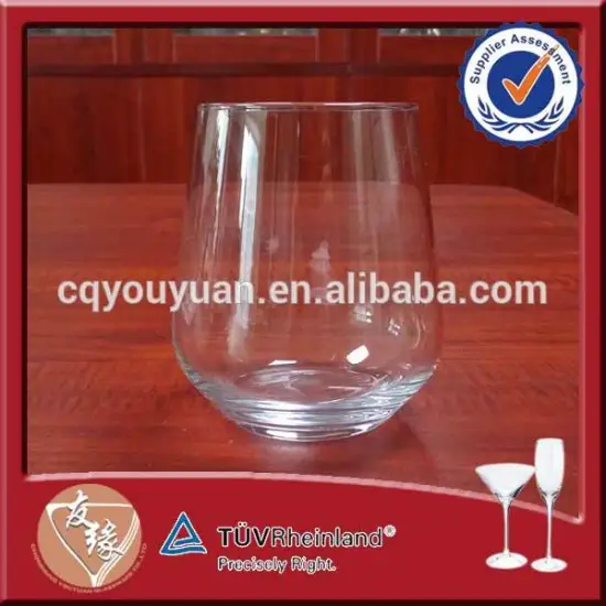 customized transparent clear cheap stemless wine glass 435ml big plain glass cup