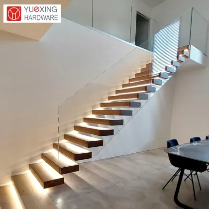 Modern Design Glass Floating Staircase with Free Floating Stairs and Glass Railing