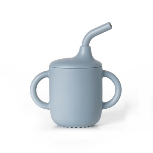 Силиконски слама Sippy чаша со двојна рачка за деца