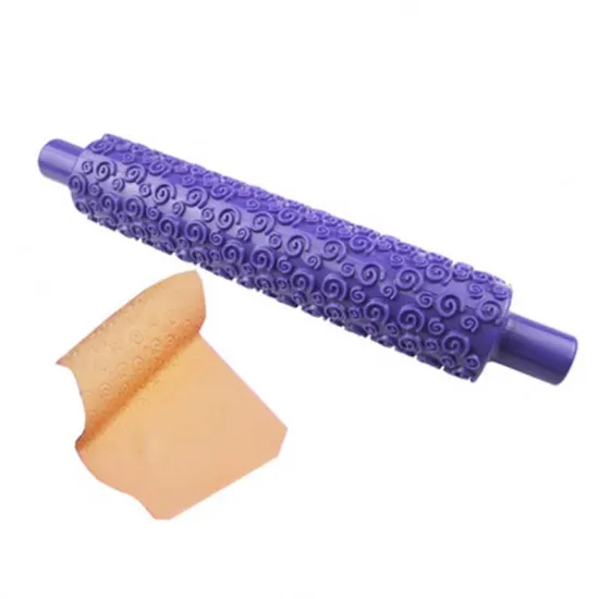 Reusable Non-Stick Cake Decorating Plastic Embossing Rolling Pin - 12 Designs