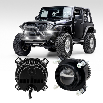 90mm LED Round FOG Light with Harness for Jeep SUV Truck - Daytime Running Light