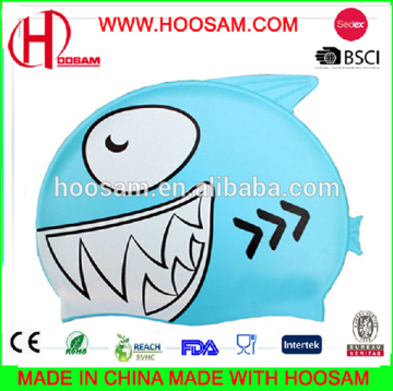 2017 printing shark funny swimming cap silicone