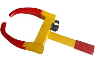 Yellow And Red Vehicle Car Wheel Locks , Rustproof Remote C