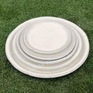 White clay saucers para sa mga halaman para sa palamuti sa bahay