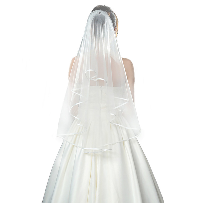 Simple Short Tulle Wedding Veils Cheap White Bridal Veil for Bride for Mariage Wedding Accessories