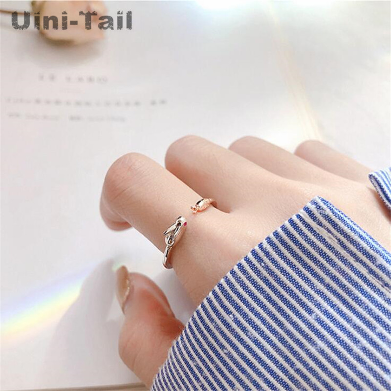 Uini-Tail 2019 new listing 925 sterling silver simple cute bunny carrot ring fashion creative small fresh sweet open ring ED495