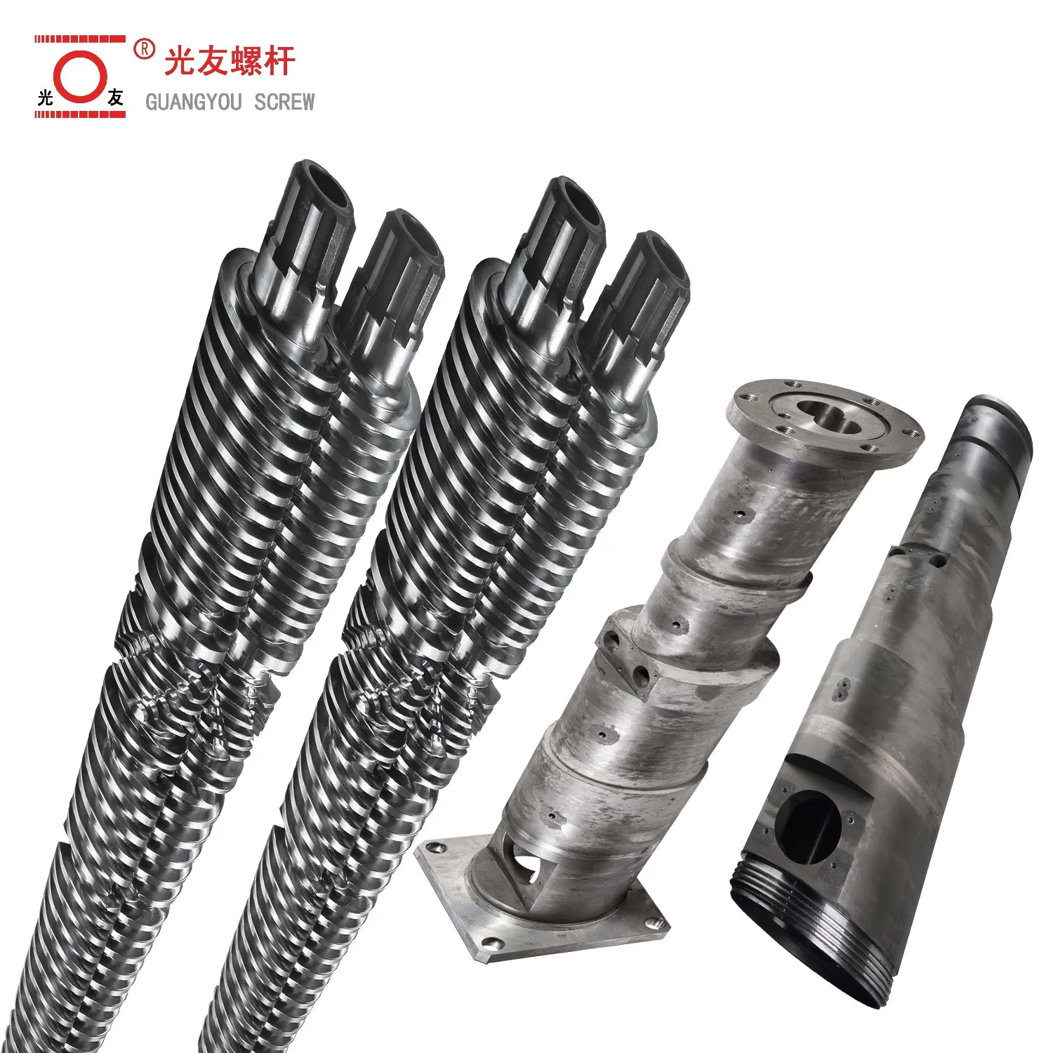 Precision-machined alloy wear-resistant naylon conical twin screw at bariles