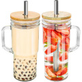 Glass Mason Jar Tumbler Reusable Drinking Boba Cups