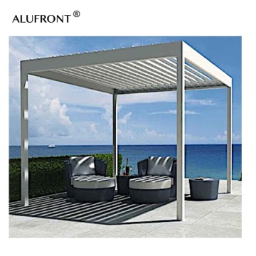 German Standard Gazebo with Blinds, Glass Door, Outdoor, Waterproof, Motorized Louvered Aluminum Pergola for Apartment