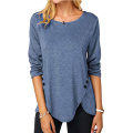 Womens Casual Long Sleeve Tunic Shirts Round Neck