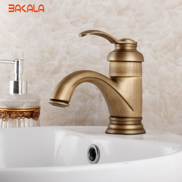 Single Hole Single Handle Retro Style Vessel Sink Faucet Antique Brass Deck Mounted Bathroom Basin Sink Mixer Taps GZ7203
