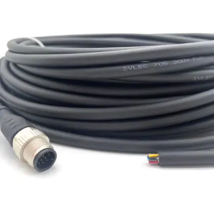 M12 Male straight connection cable 12pin black cable