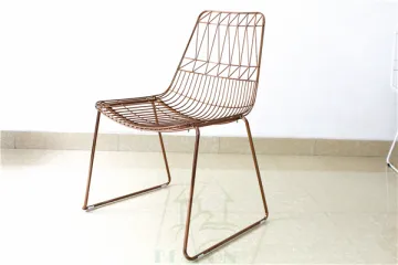 Modern Harry Bertoia Metal Wire Mesh Dining Chair Gold Wire Chair