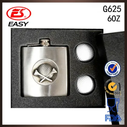 Wholesale custom 6oz BPA free high quality captain morgan hip flask with golf ball