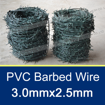 3.0mmx2.5mm PVC coated barbed wire