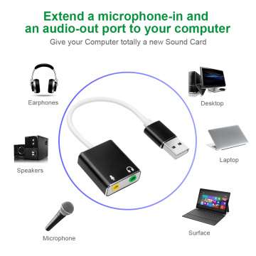 External USB Sound Card to 3.5mm Jack Audio Adapter Earphone Micphone for Macbook Computer Laptop PC