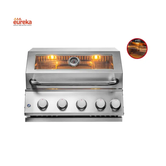 Built In 4 Burners Window Design Stainless Steel Yakitori Portable Gas Grill Bbq Outdoor