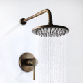 Rainfall Shower Faucet Wall Mounted Shower Arm Mixer Water SetBrushed Gold Solid Brass Bathroom Shower head Set