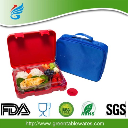 Negro redondo tritan PP comida contenedor bento caja almuerzo