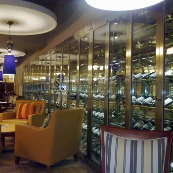 Luxury Whiskey Display Cabinet with Glass Doors and Lighting