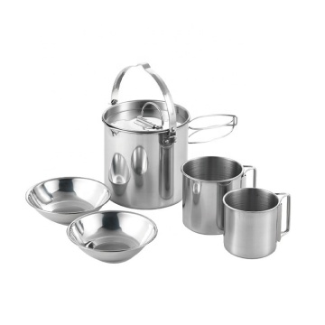 Tazza di cottura in acqua bollire all'aperto 5-pcs set di stoviglie da picnic: accessorio per campeggio essenziale