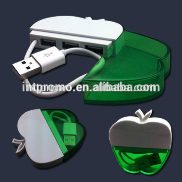 high speed mini 2.0 version portable 3port USB Hub with led back round light