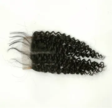 T Part by hand made 100% Human Hair Good Quality  Toupee  Wholesale Jerry Curly  4*4 half hand made Closure