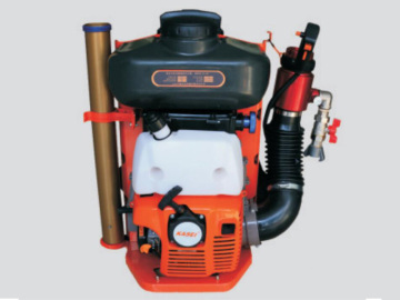 Backpack wind-powered foam fire extinguisher