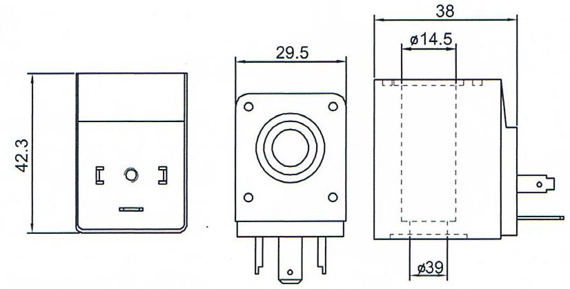 Overall dimension of Hole Size 14.5mm Height 42.3 Electric Drain Valve Solenoid Coil