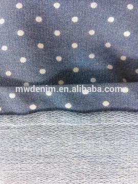 Print Indigo Stretch French Terry Denim Cotton Farbic
