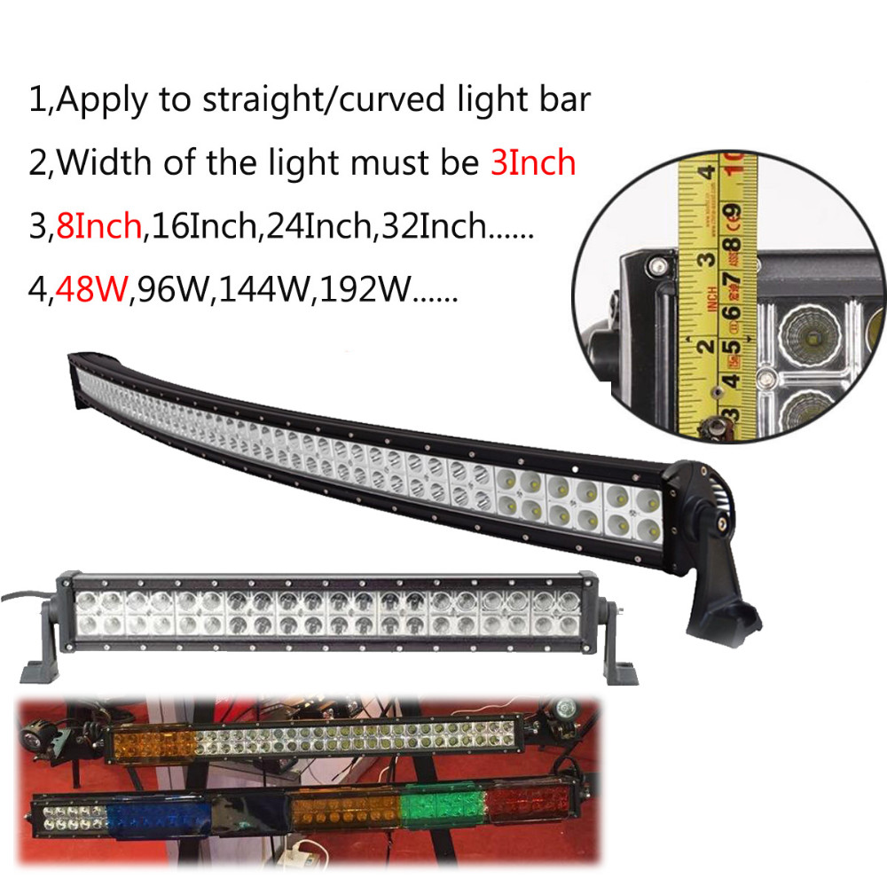 6inch 8inch Black Led Light Bar Covers Straight Curved Led Light Bar