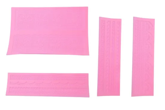 Cake Decoration Silicone Set - Lace Embossing Impression DIY Cake Fondant Decorating Mold - 4pc 10.5 x 0.2 x 15.5 inches