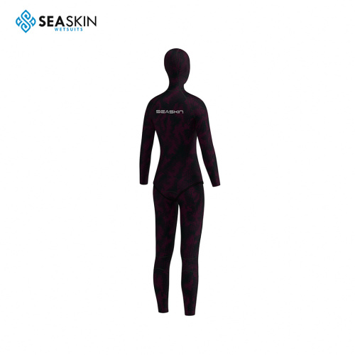 Seaskin 3/2mm Two Piece Hoodie Camo FreeDiving Suit