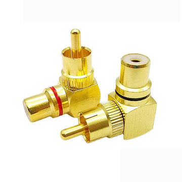 High-Quality Gold RCA Connector for Car Audio/Video - Right Angle Male/Female End Metal Plug