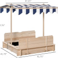 Children Outdoor Sandpit with Foldable Bench Seats