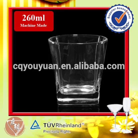 hot selling promotional 260ml customized decal logo whisky vodka square drinking glasses