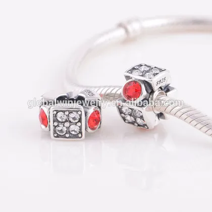 925 Sterling Silver Bead Crystal Rhinestone Bead Bracelet Jewelry