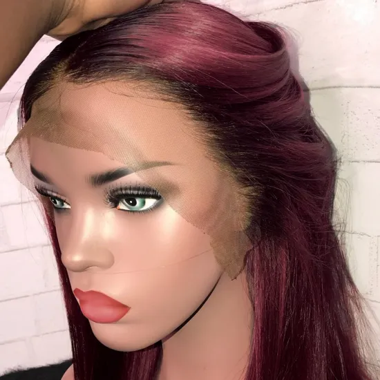Wholesale Unprocessed Virgin Brazilian Human Hair Bob wig  1b/99j Straight 13*4 Lace Front Wig Short Bob Wigs Human Hair