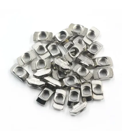 Silver European Standard 40 Series Aluminum Slot Carbon Steel Half Round Roll-In Sliding T-Slot Nut M8 Thread