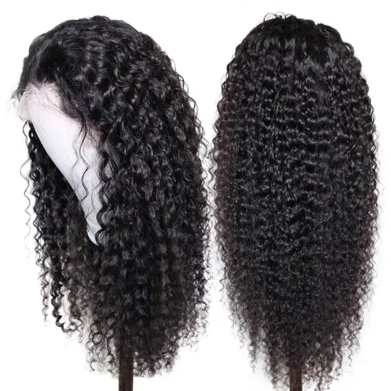 100% Human Hair Frontal Wig For Black Women Unprocessed Raw Indian Hair Kinky Curly Front Lace Wigs